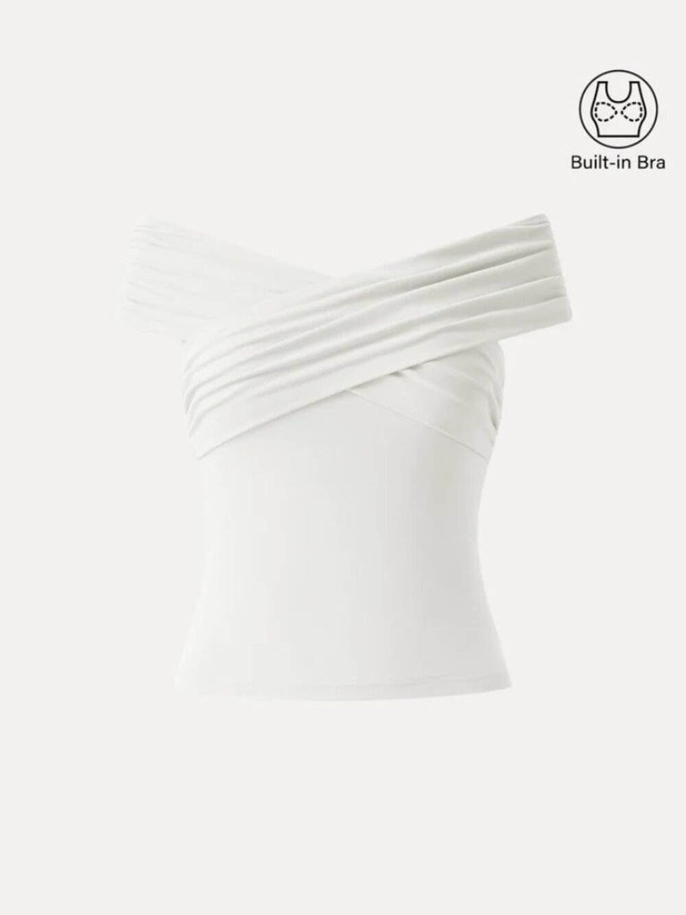 Criss Cross Off Shoulder New Airy Bra Top - White